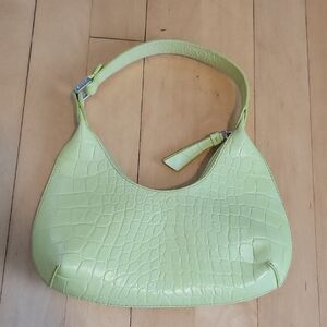 By Far Lime Green Crocodile Baby Amber Shoulder Bag